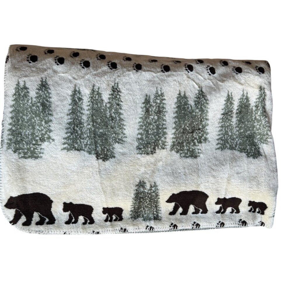Denali Pearl Denali Bear Sage Blanket Throw Wildlife Rustic Reversible Twin